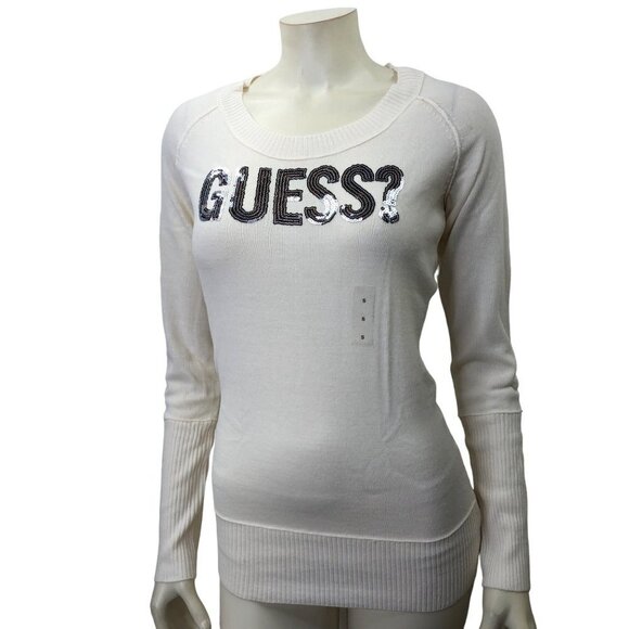 GUESS SCOOP NECK CREAM‎ SWEATER SM  NWT - Picture 2 of 6